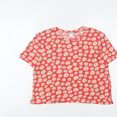Monki Women's Red Floral T-Shirt S Regular Fit