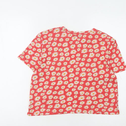Monki Women's Red Floral T-Shirt S Regular Fit