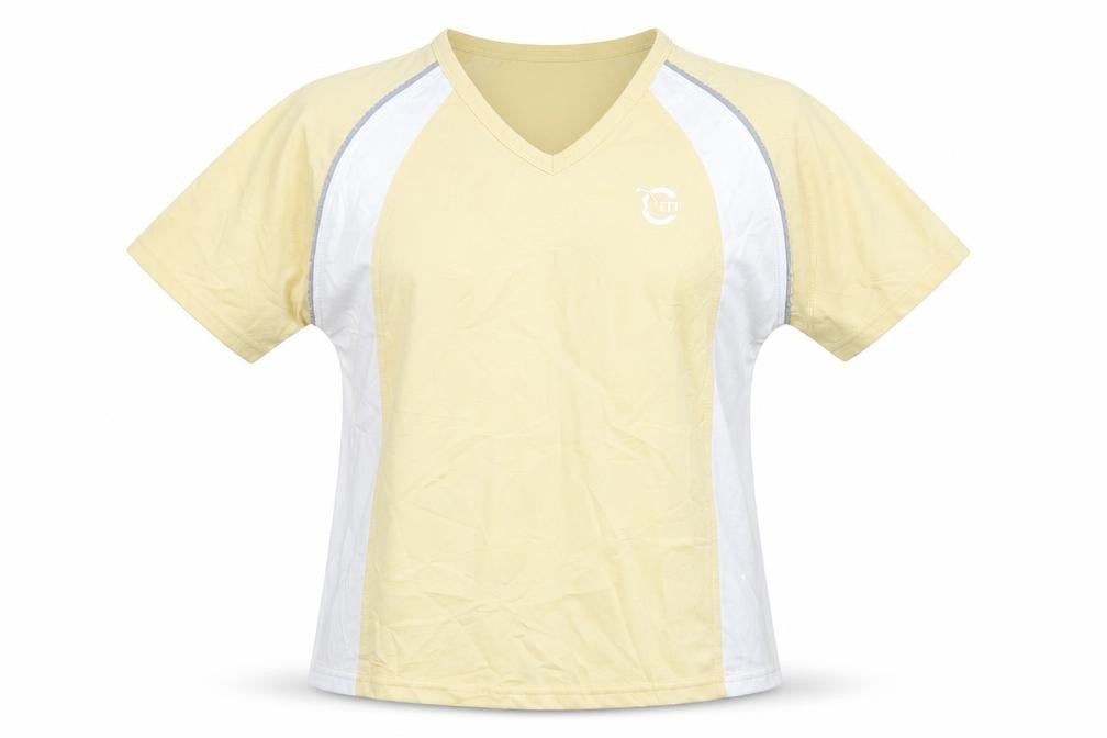 Front view of Movement Session unisex yellow activewear t-shirt sz 16