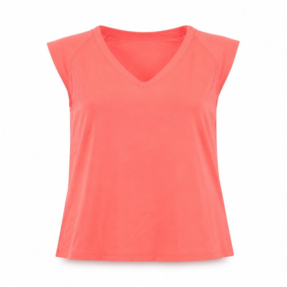 Front view of Venice Beach Women's Pink V-Neck Sleeveless T-Shirt