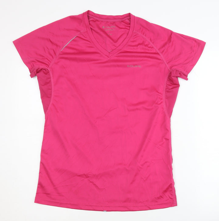 Equipe Sport Women's Pink V-Neck Jersey T-Shirt L