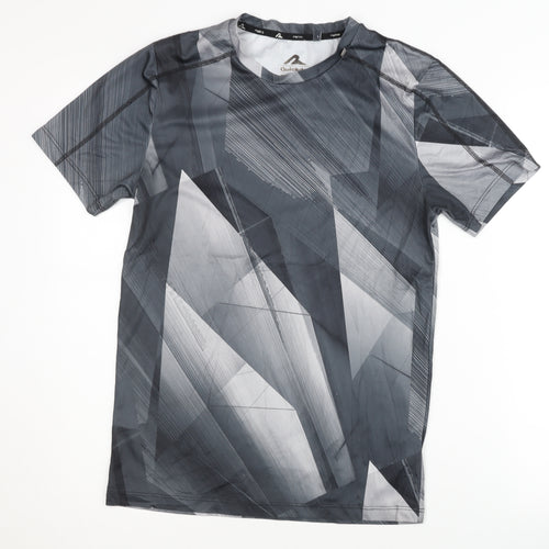 Rodeo Men's Black Geometric T-Shirt, Size S, Quick Dry