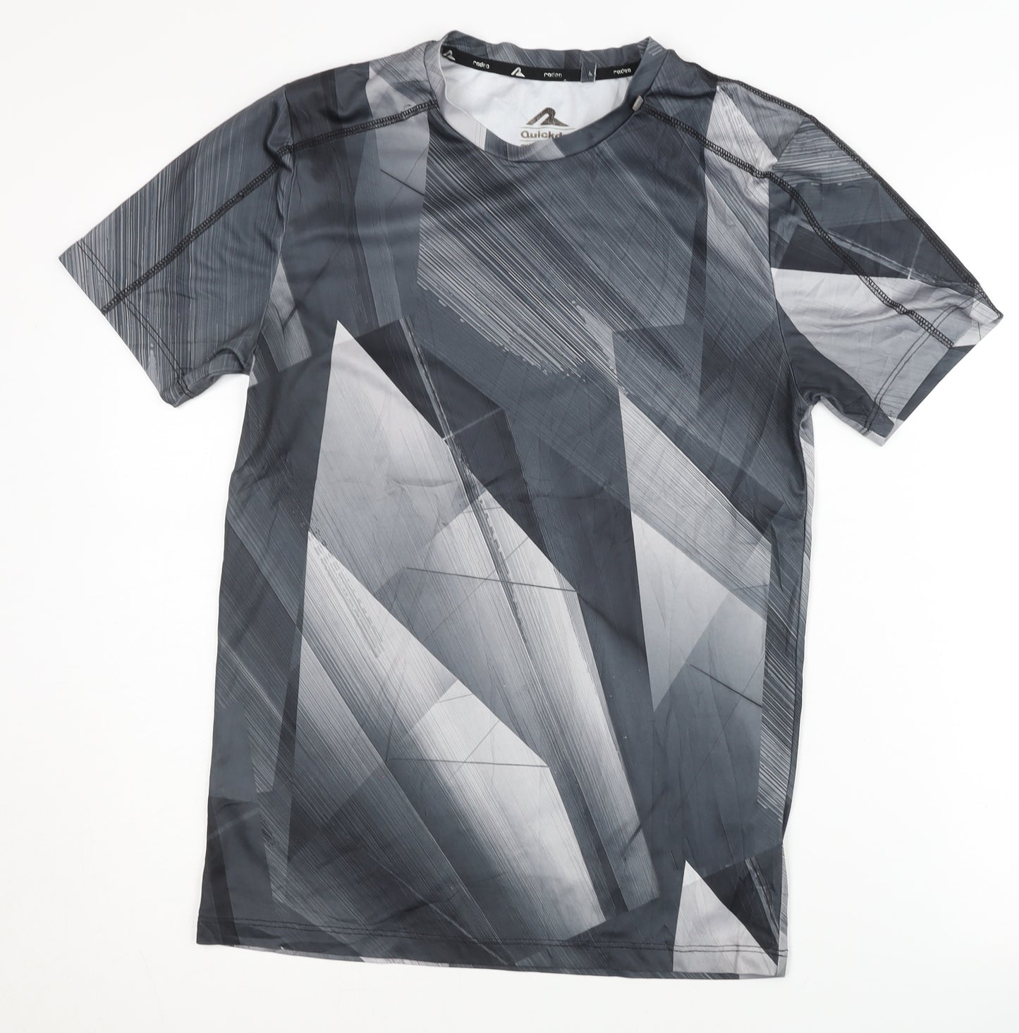 Rodeo Men's Black Geometric T-Shirt, Size S, Quick Dry