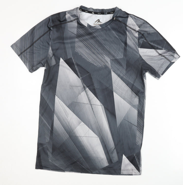 Rodeo Men's Black Geometric T-Shirt, Size S, Quick Dry