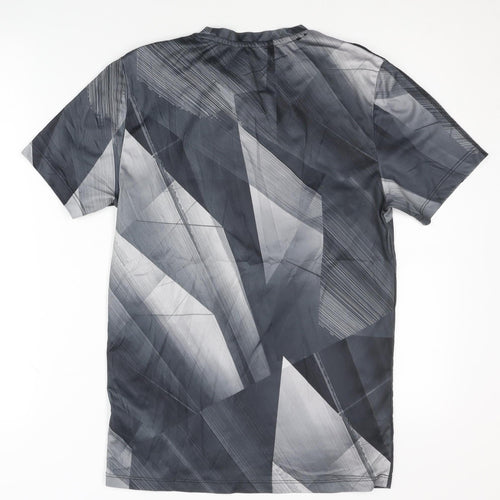 Rodeo Men's Black Geometric T-Shirt, Size S, Quick Dry