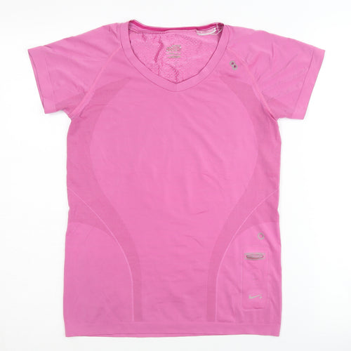 Nike Women's Pink V-Neck Active T-Shirt L