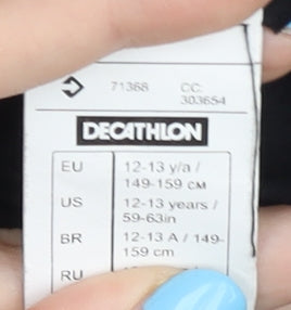 Decathlon Girls Black Athletic Shorts 12-13Y Quick Dry