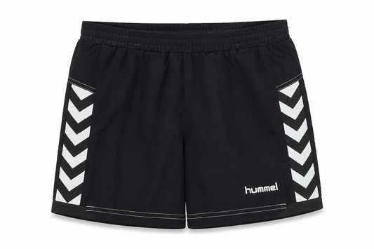 Front view of Hummel boys’ black athletic shorts, size 8, gym & training
