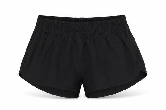 Front view of Women's Black Athletic Shorts, size 6, Elastic Waist