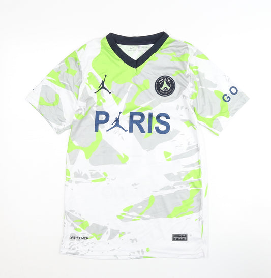 Front view of Nike PSG Away Shirt Childrens White Number 30 Short Sleeves