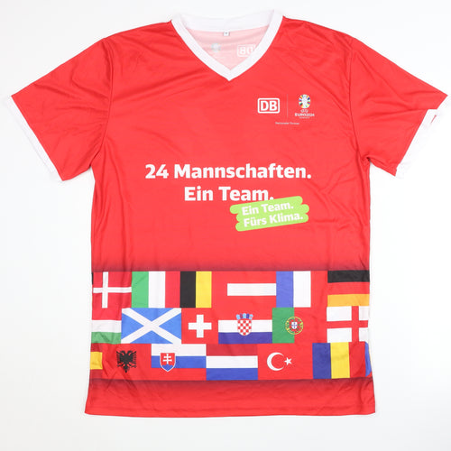 DB Men's Red XL Euro 2024 Home Football Shirt