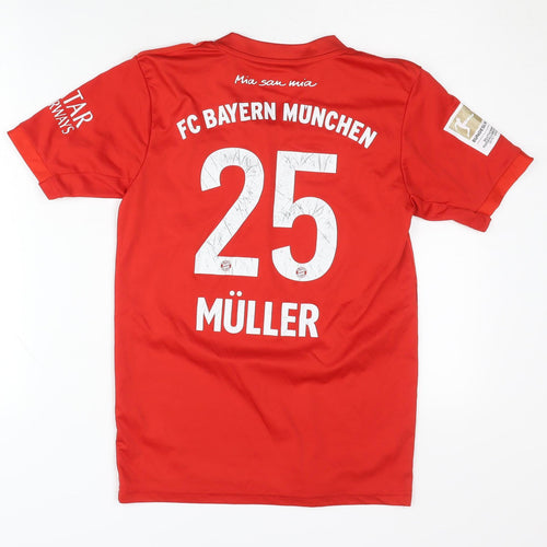Adidas Children's Red Home Shirt - FC Bayern, Müller, 14-15 Years