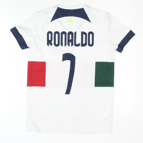 Portugal Home Football Shirt, Childrens 14 Years, White, Ronaldo