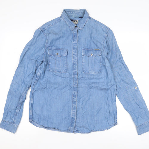Superdry Women’s Blue XS Button-Up Chambray Shirt