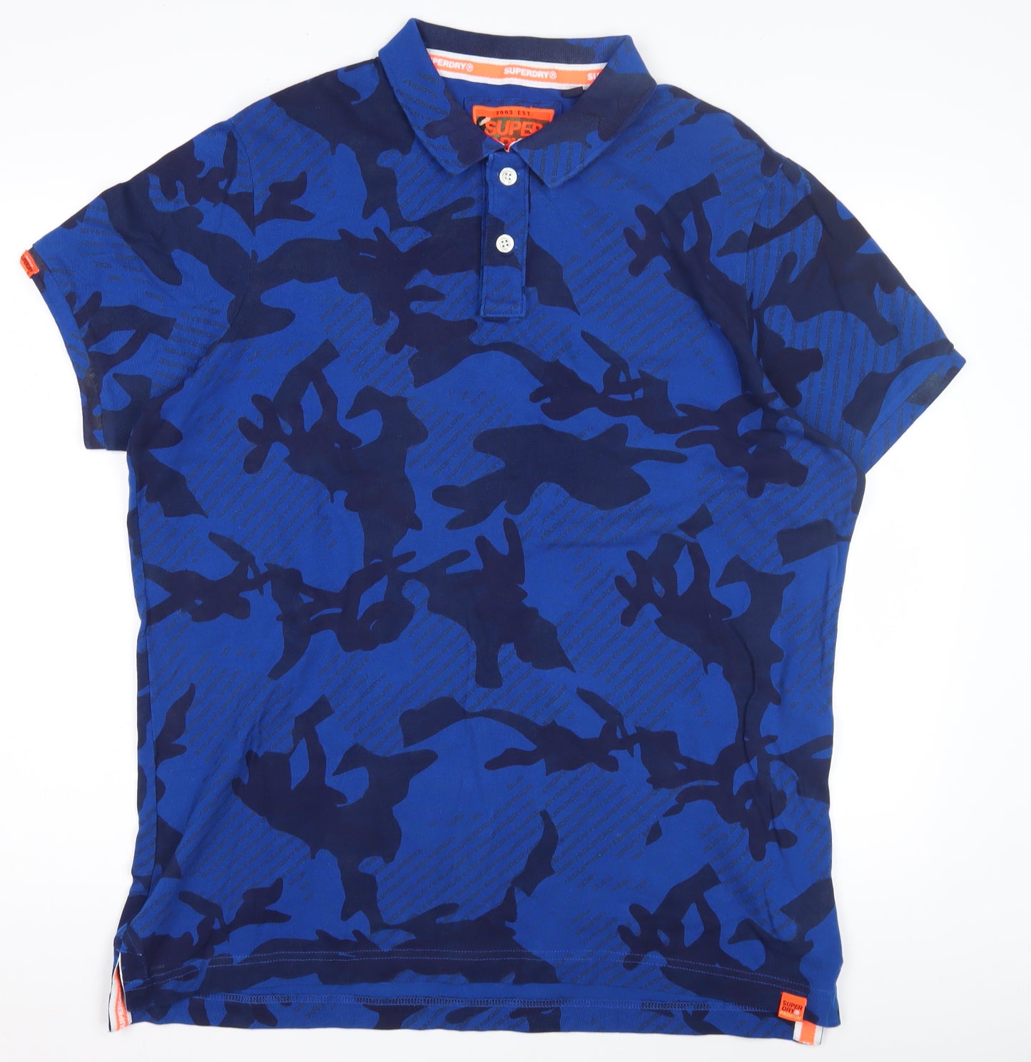 Superdry Mens Blue Camouflage 3XL Polo Shirt