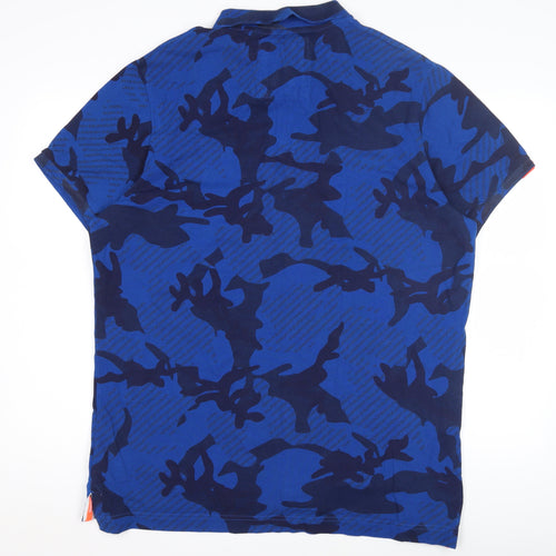 Superdry Mens Blue Camouflage 3XL Polo Shirt