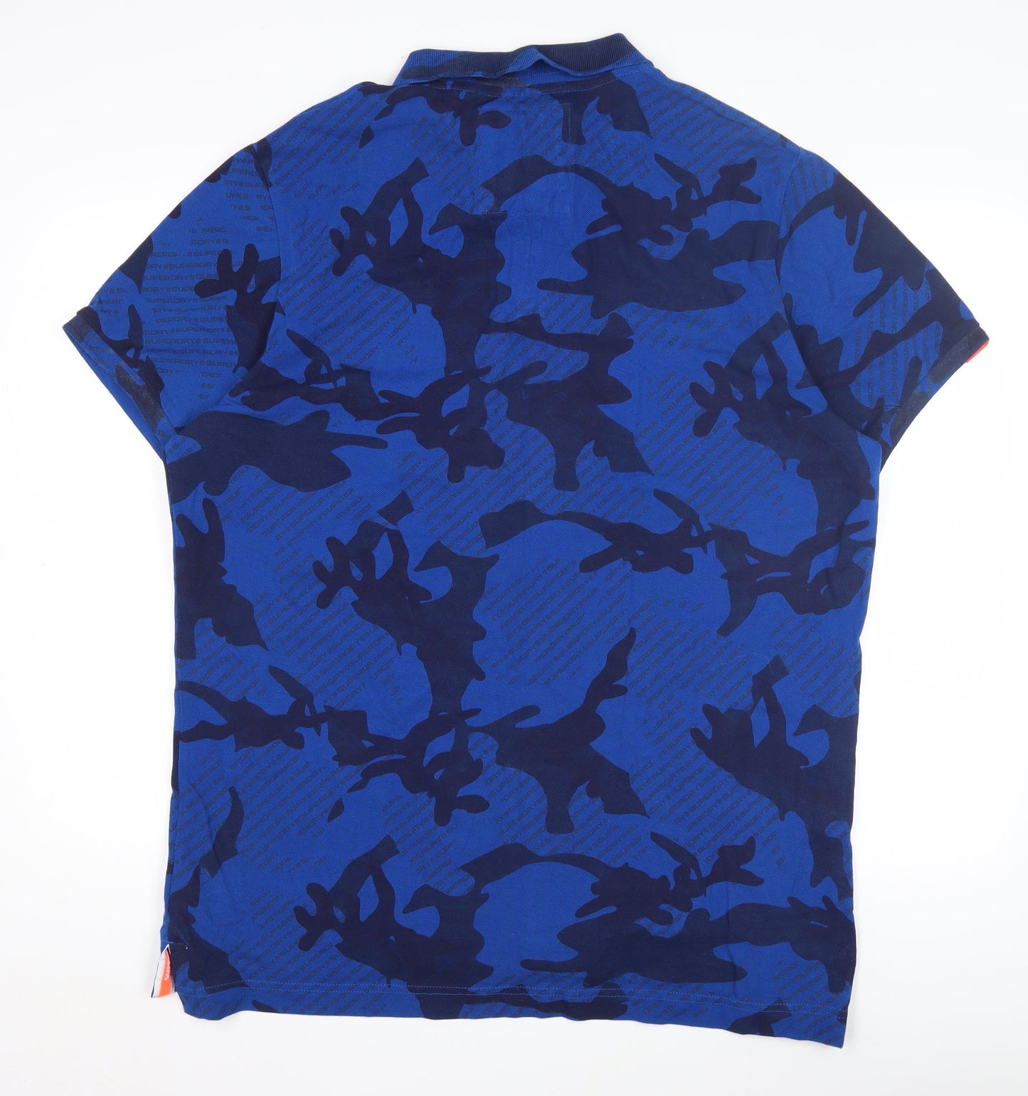 Superdry Mens Blue Camouflage 3XL Polo Shirt