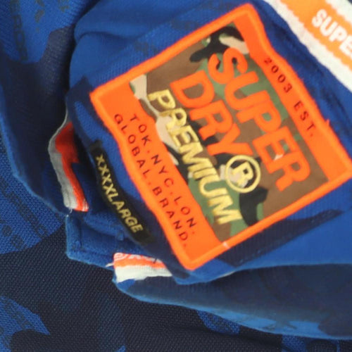 Superdry Mens Blue Camouflage 3XL Polo Shirt