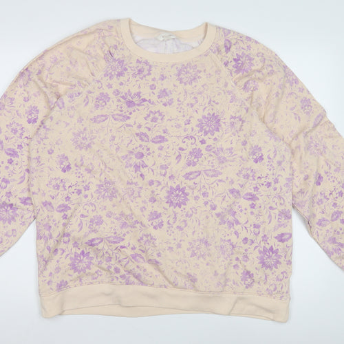 Marks and Spencer Women's Floral Beige Sweatshirt Size 18