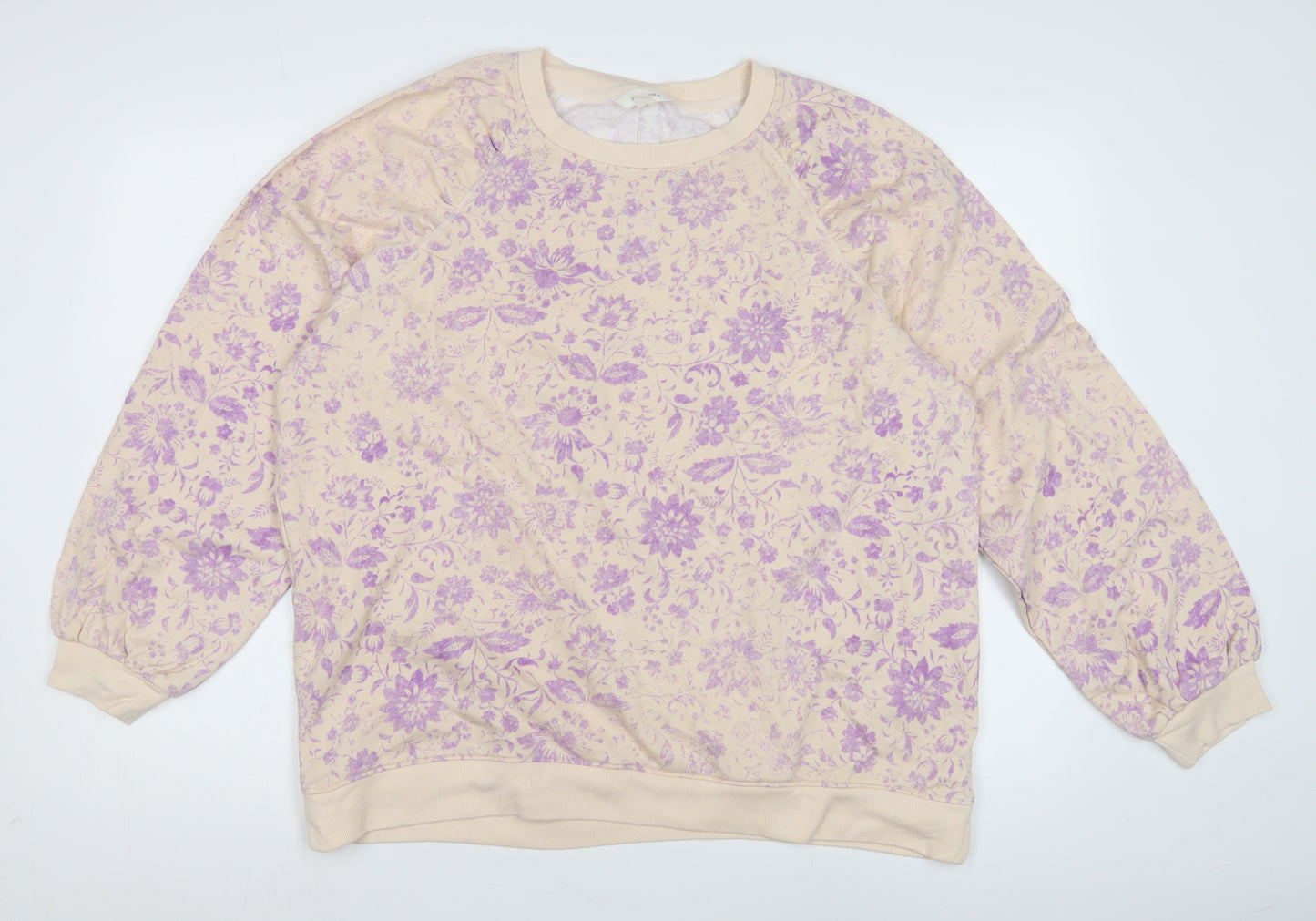 Marks and Spencer Women's Floral Beige Sweatshirt Size 18