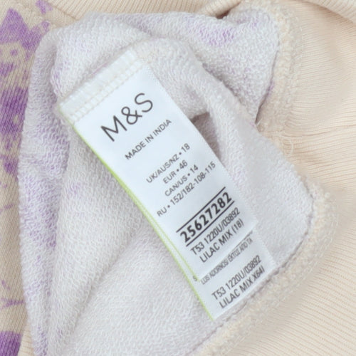 Marks and Spencer Women's Floral Beige Sweatshirt Size 18