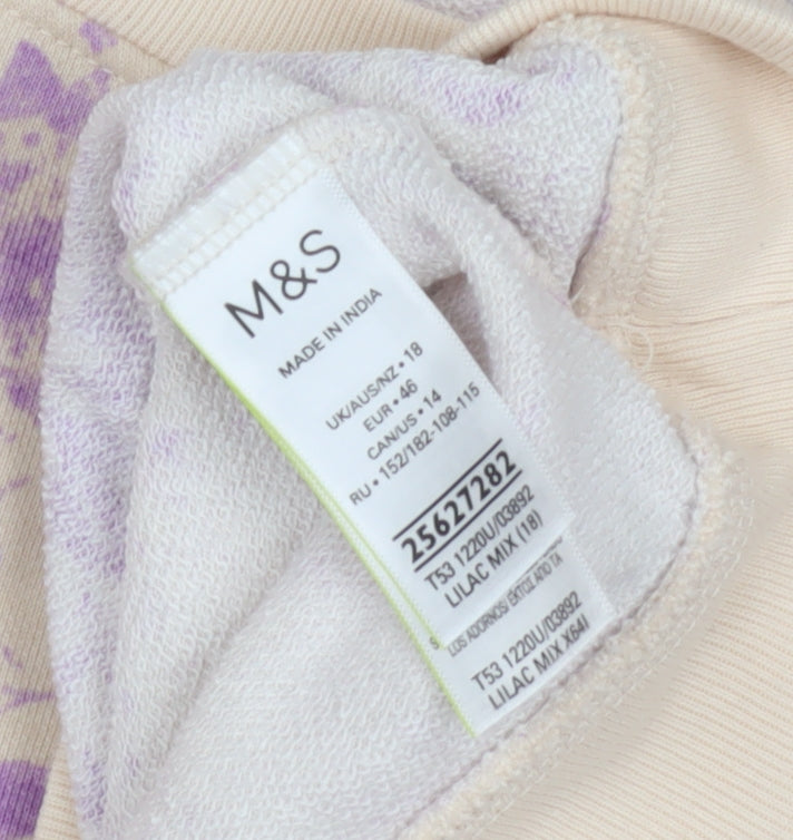 Marks and Spencer Women's Floral Beige Sweatshirt Size 18