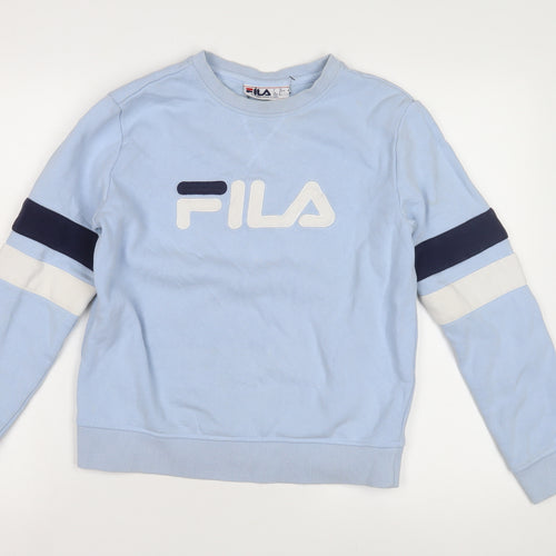 FILA Boys Blue Logo Sweatshirt S, Crew Neck, Long Sleeve