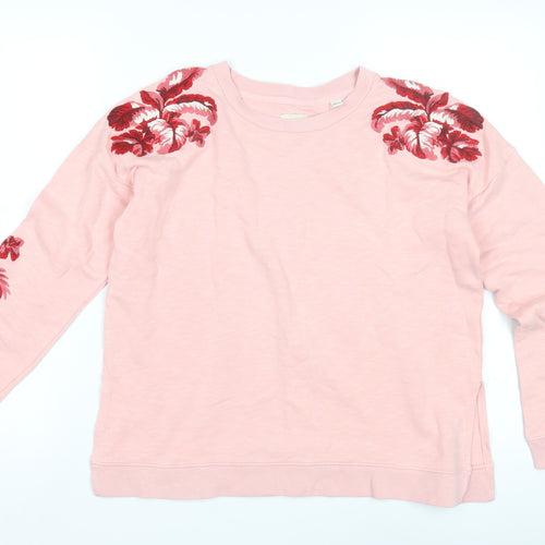 Jack Wills Pink Floral Embroidered Sweatshirt Size 8