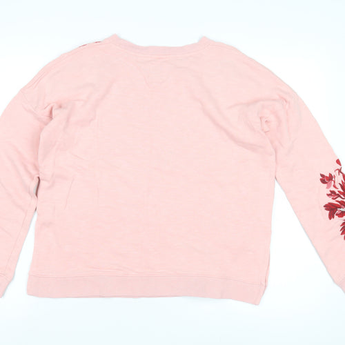 Jack Wills Pink Floral Embroidered Sweatshirt Size 8