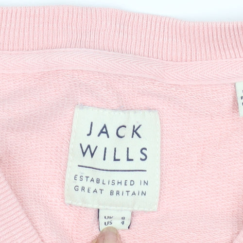 Jack Wills Pink Floral Embroidered Sweatshirt Size 8