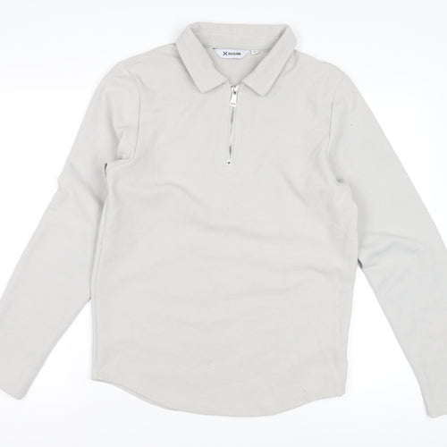 HISCOLUMN Ivory Men's M Hoodie Collared 1/4 Zip Knit