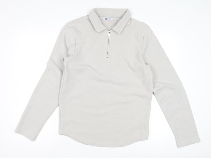 HISCOLUMN Ivory Men's M Hoodie Collared 1/4 Zip Knit