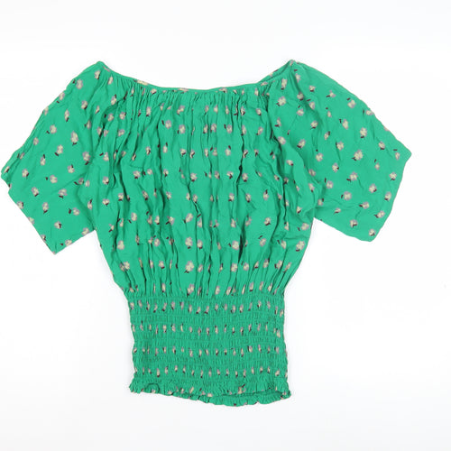 Warehouse Women's Green Floral Tunic Blouse Size 10