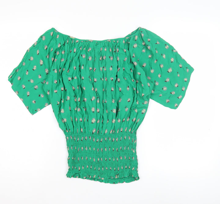 Warehouse Women's Green Floral Tunic Blouse Size 10