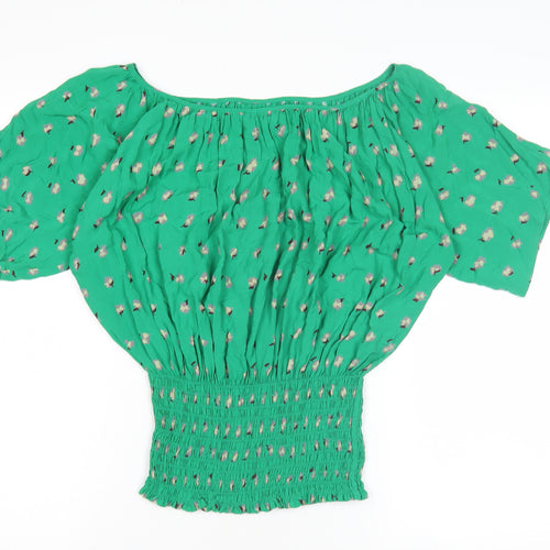 Warehouse Women's Green Floral Tunic Blouse Size 10