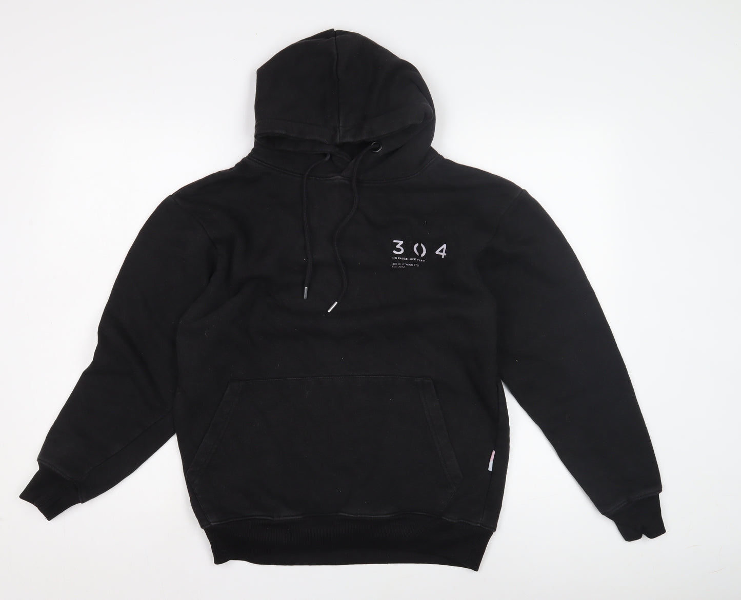 304 Unisex Black Hoodie XS Casual Pullover
