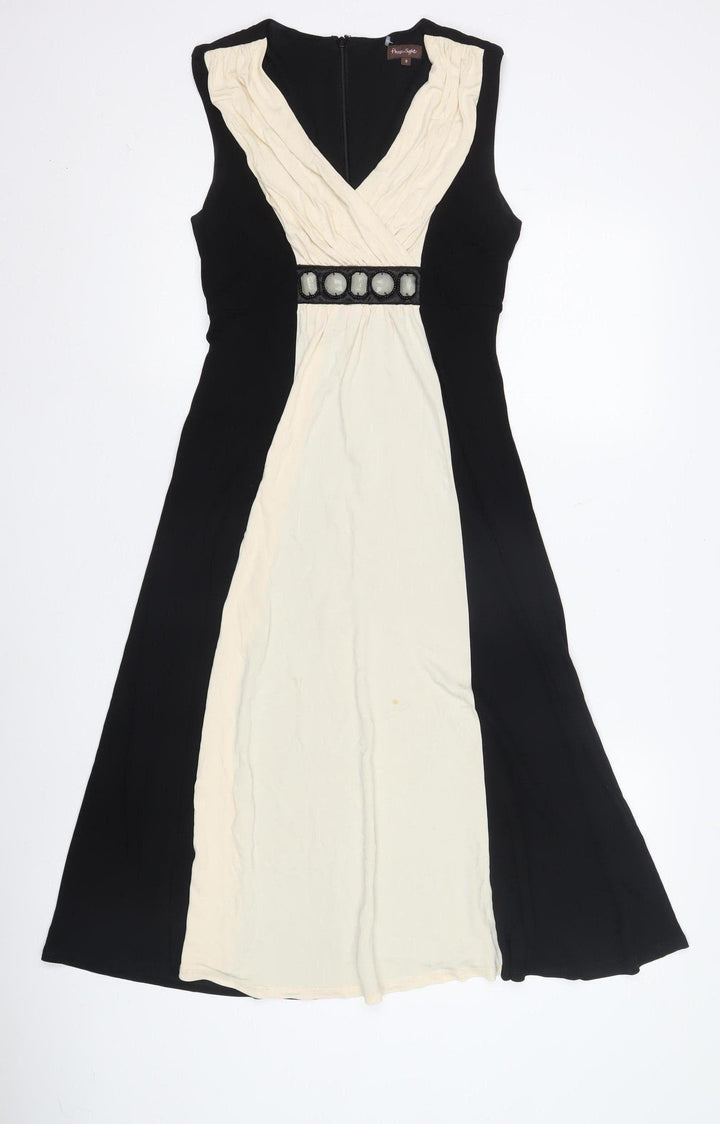 Phase Eight Women's Black Ivory V-Neck Dress, Size 8
