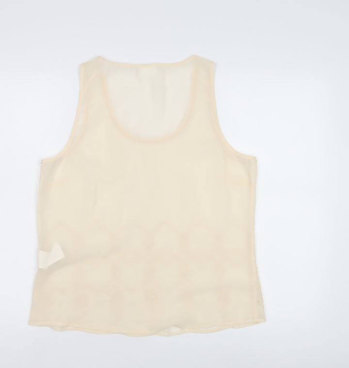VILA Women's Beige Sleeveless Tank Top L
