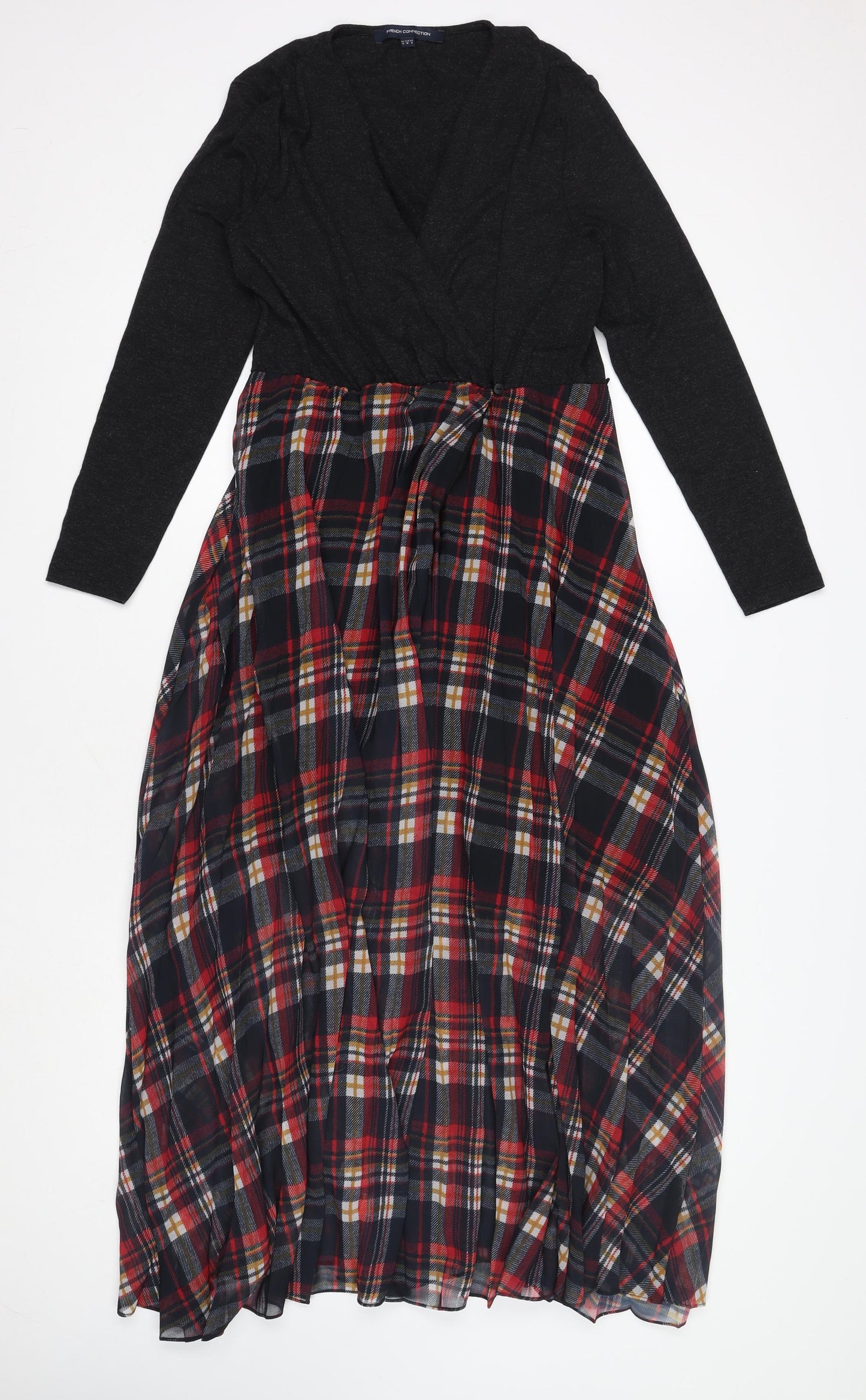 French Connection Women's Plaid Long Wrap Dress Size 12