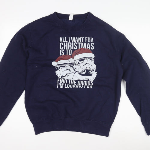 Just Hoods Men's Blue M Christmas Graphic Sweatshirt