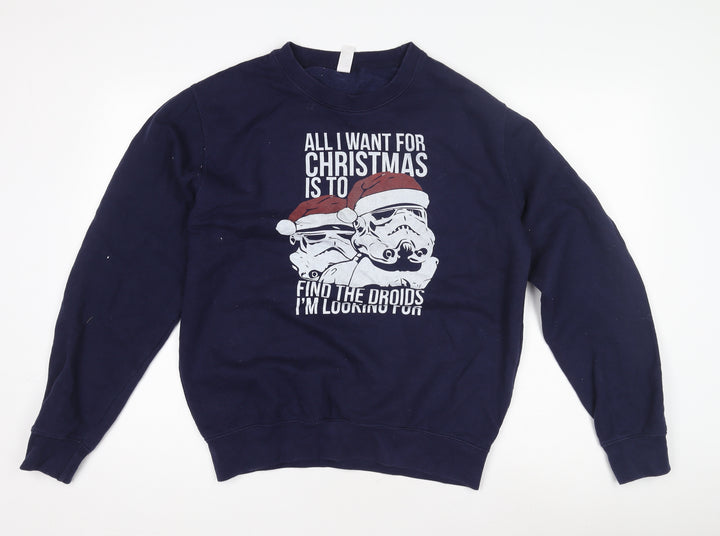 Just Hoods Men's Blue M Christmas Graphic Sweatshirt