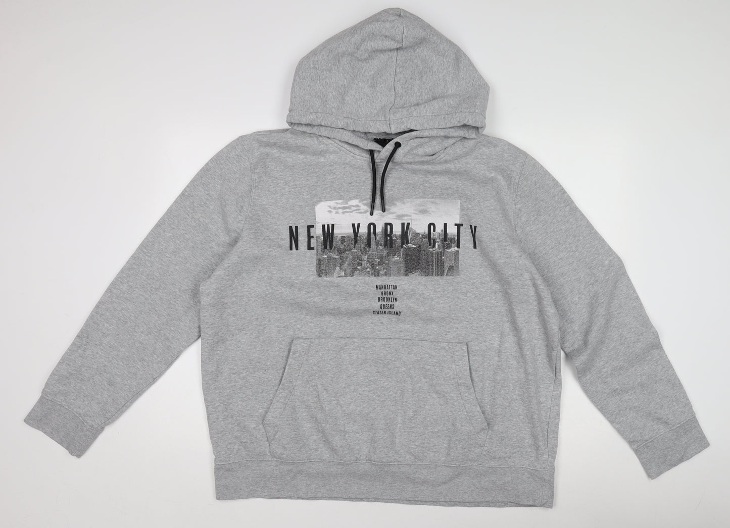 H&M Men's Grey XL Pullover Hoodie with Graphic Print