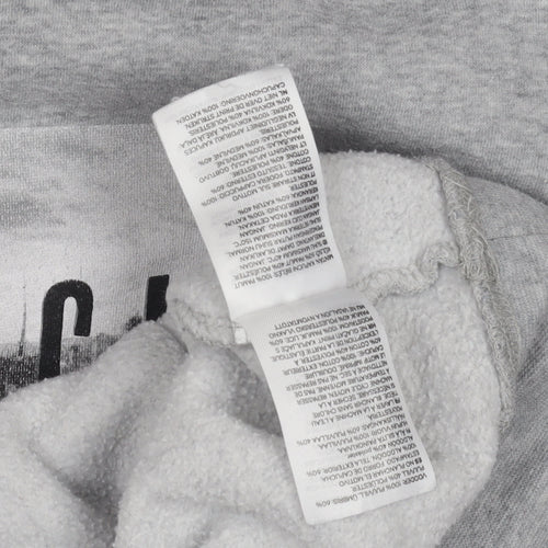H&M Men's Grey XL Pullover Hoodie with Graphic Print