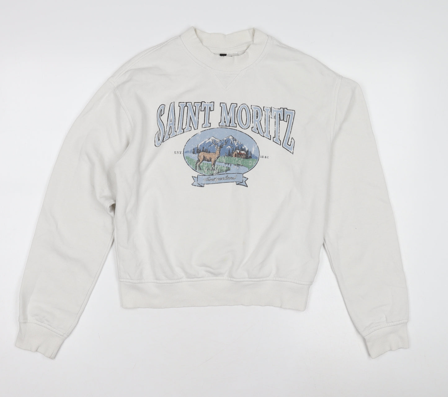 H&M Women's White Pullover Sweatshirt XS