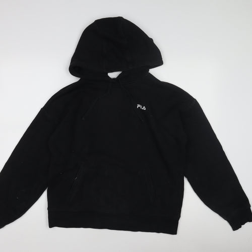 FILA Men's Black Pullover Hoodie M - Hooded with Pockets