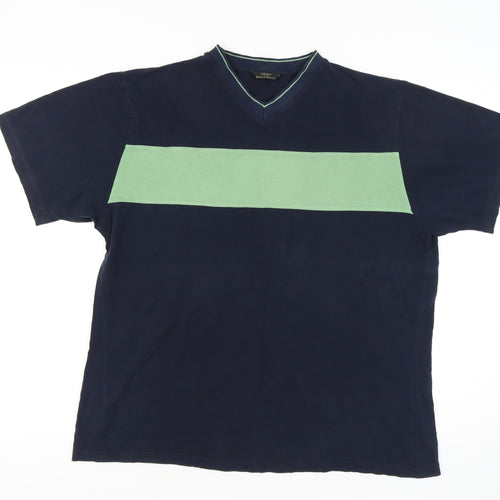 Marks and Spencer Men’s Blue Colourblock T-Shirt, Medium