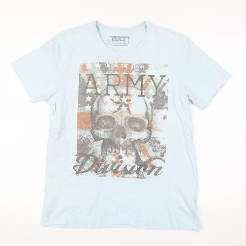 Good Souls Men's Blue Army Skull Graphic T-Shirt, Size M