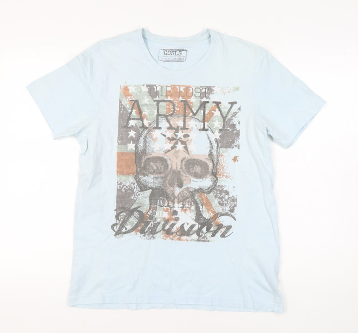 Good Souls Men's Blue Army Skull Graphic T-Shirt, Size M