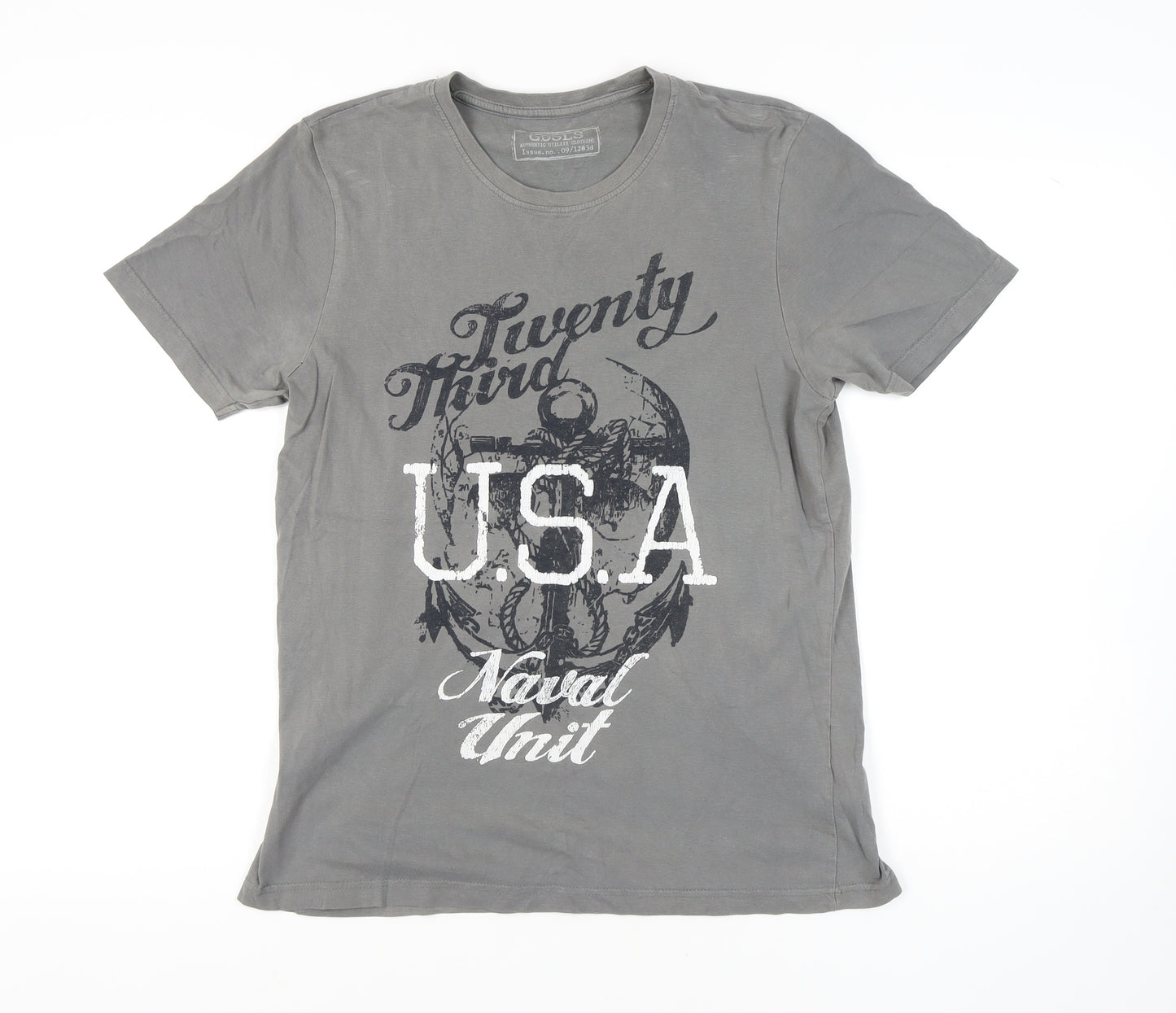 Goodsouls Men's Grey USA Navy Graphic T-Shirt Size M