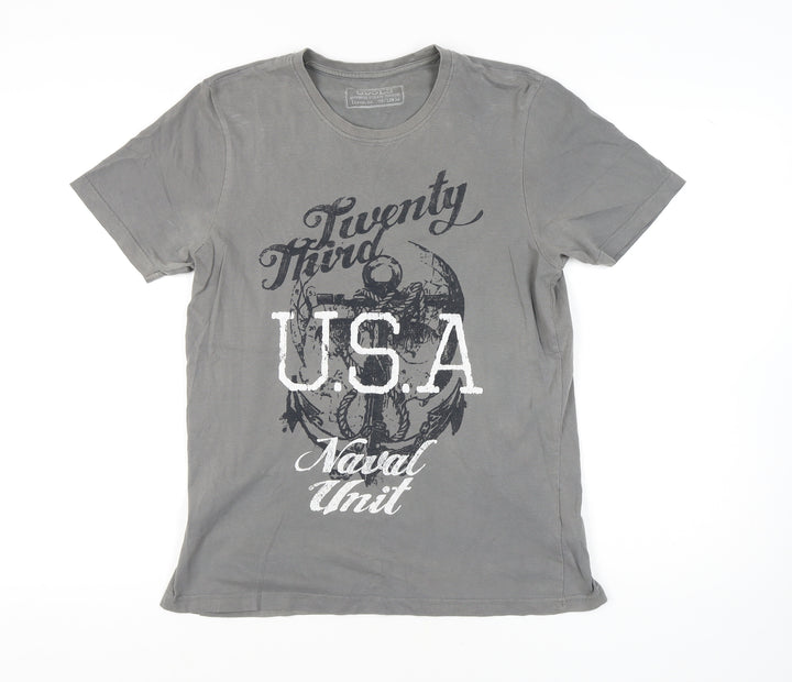 Goodsouls Men's Grey USA Navy Graphic T-Shirt Size M